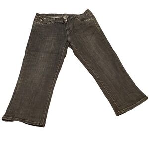 L.A. Idol Juniors Sz 15 Bootcut Denim Jeans Dark Wash Stretch Rhinestone Pockets